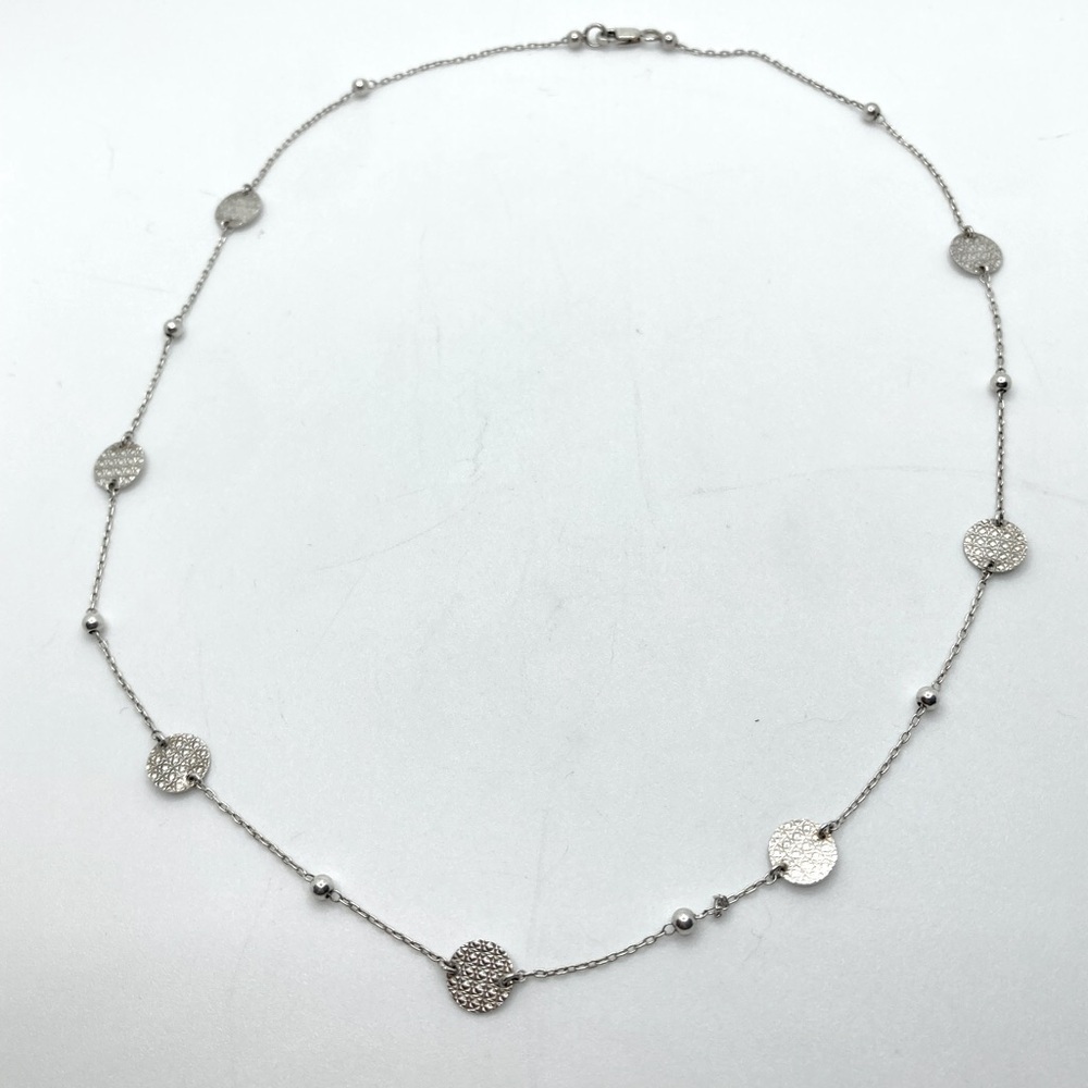 STERLING Silver Mini Engraved Circles Discs Necklace 17”